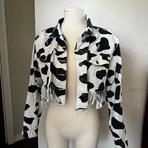 Black and White Cow Print Women's Jacket